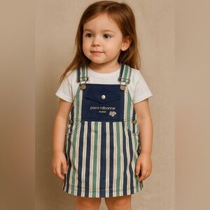 Paco Rabanne Paris Striped Overall Dress 4T
